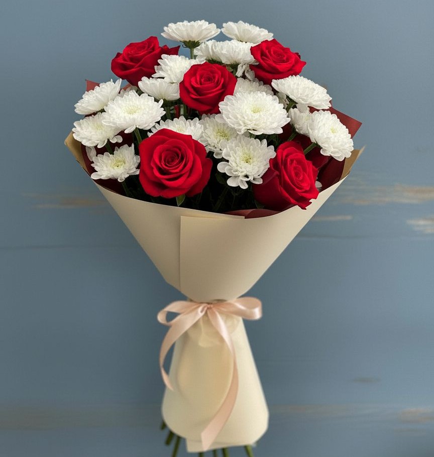 Букет цветов из: Розы и Хризантемы в Бабаюрте