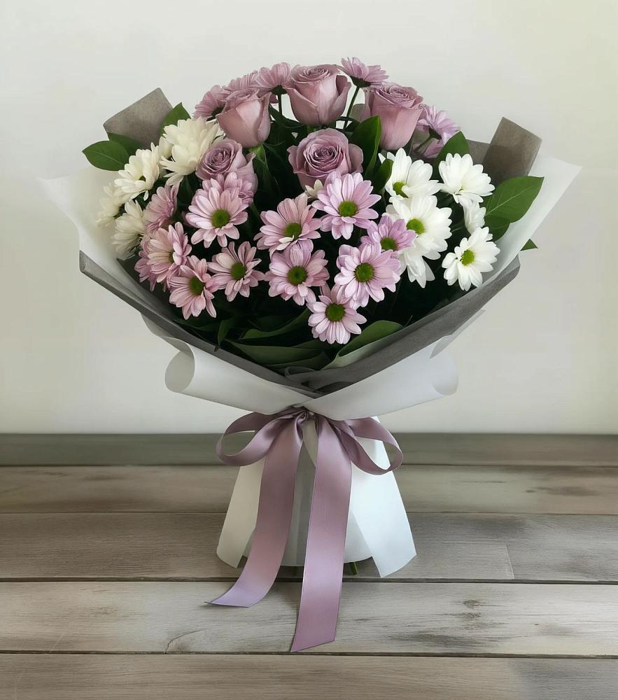 Букет цветов из: Хризантемы и Розы в Бабаюрте