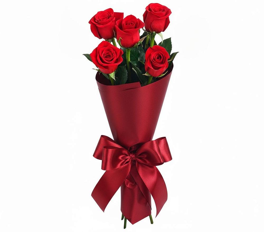 Букет 5 Красных роз Эдлесс Лав в Бабаюрте