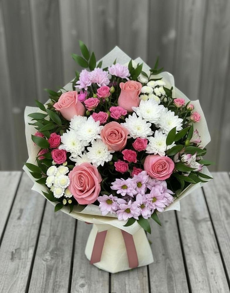 Букет цветов из: Альстромерии, Гвоздики, Розы и Хризантемы в Бабаюрте