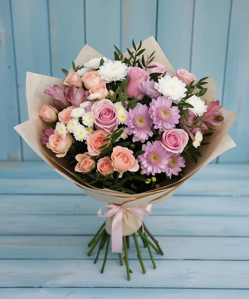Букет цветов из: Хризантемы, Розы и Альстромерии в Бабаюрте