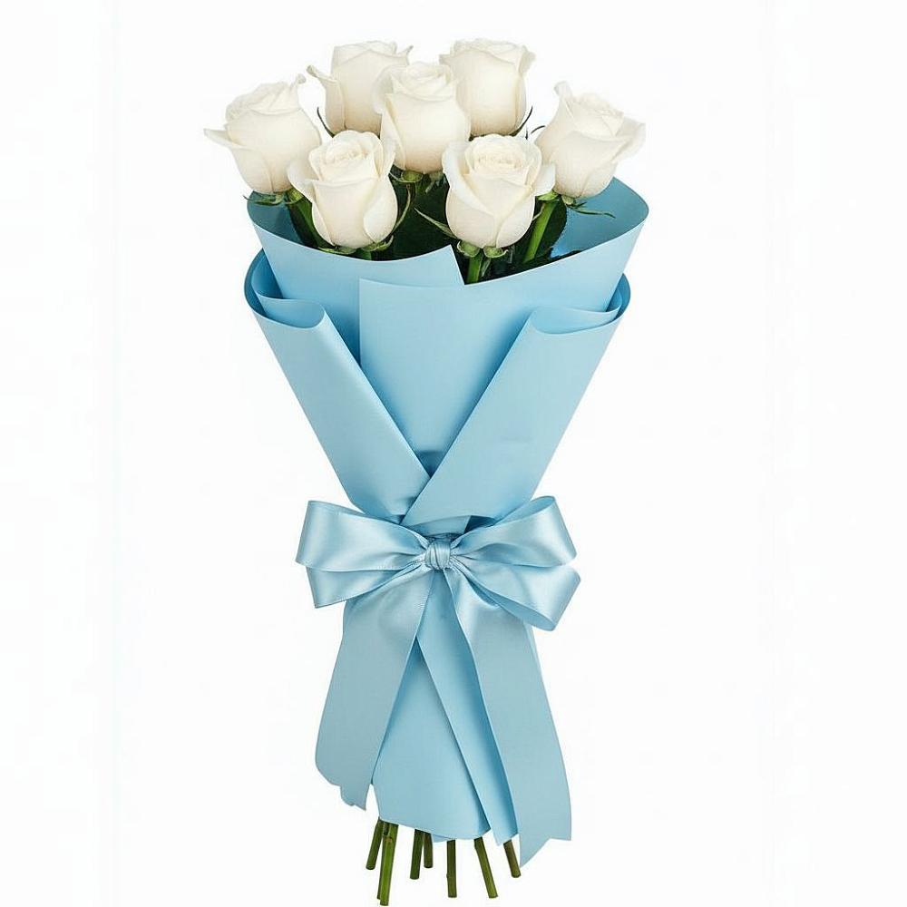 Букет 7 белых роз Проуд в Бабаюрте