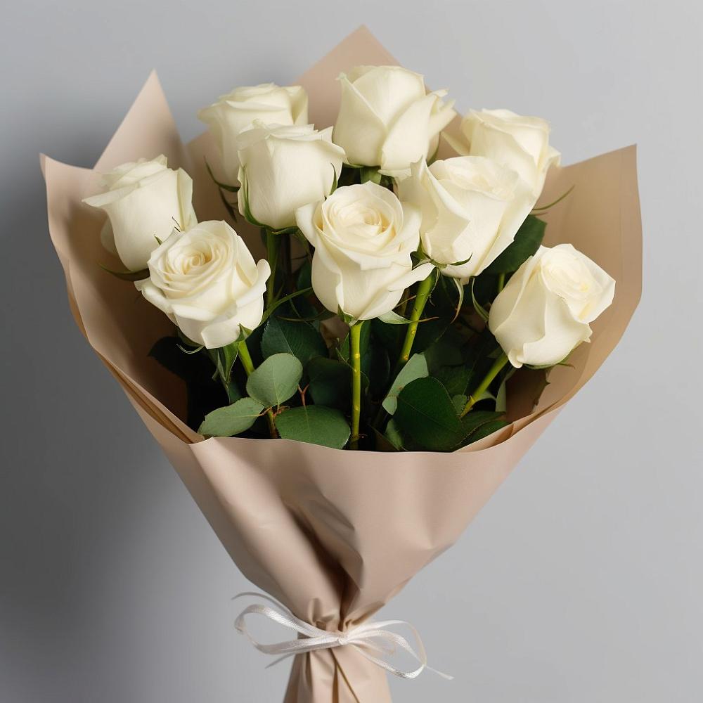 Букет 9 Белых роз Эдлесс Лав в Бабаюрте