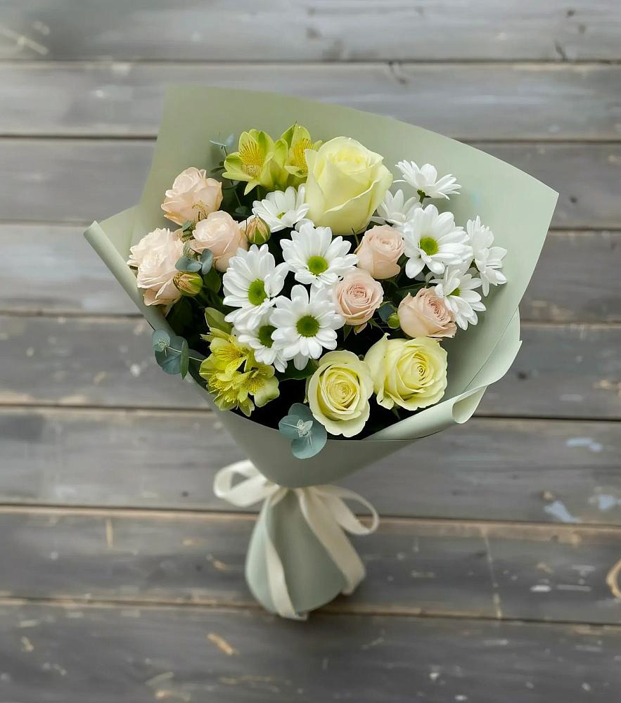 Букет цветов из: Альстромерии, Розы и Хризантемы в Бабаюрте