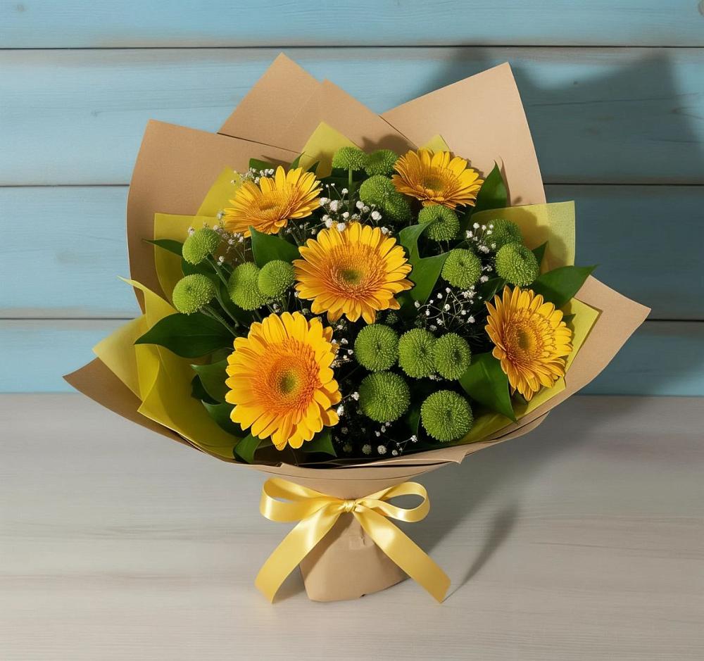 Букет цветов из: Герберы и Хризантемы в Бабаюрте