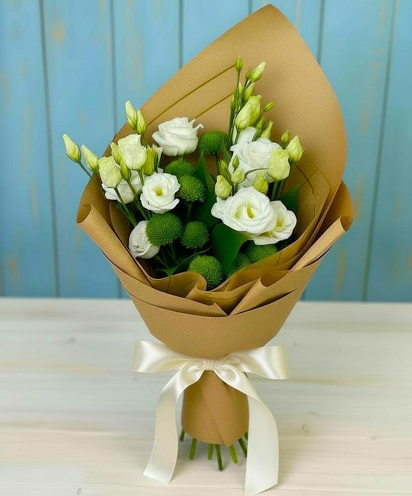 Букет цветов из: Хризантемы и Лизиантусы в Бабаюрте