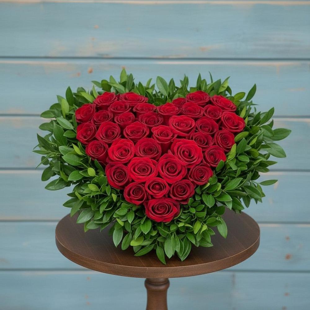 Цветочная композиция из Розы в виде сердца в Бабаюрте