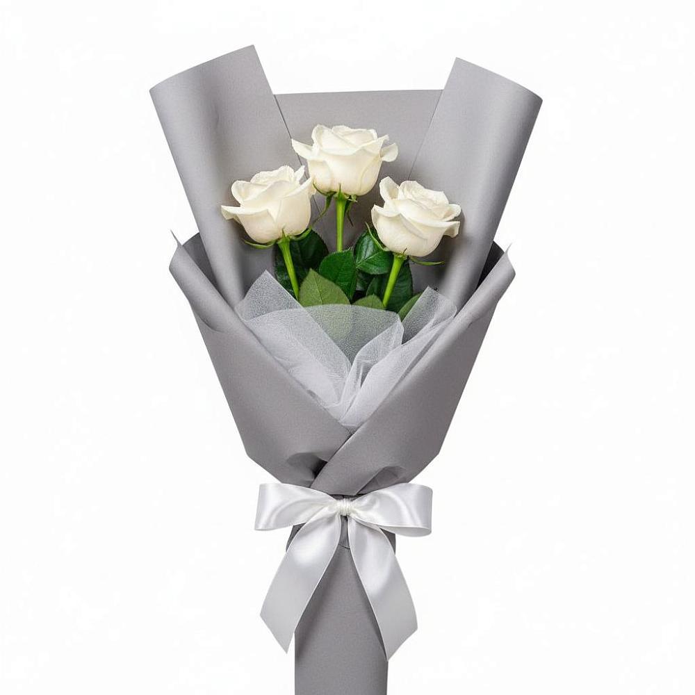 Букет 3 белые розы в Бабаюрте