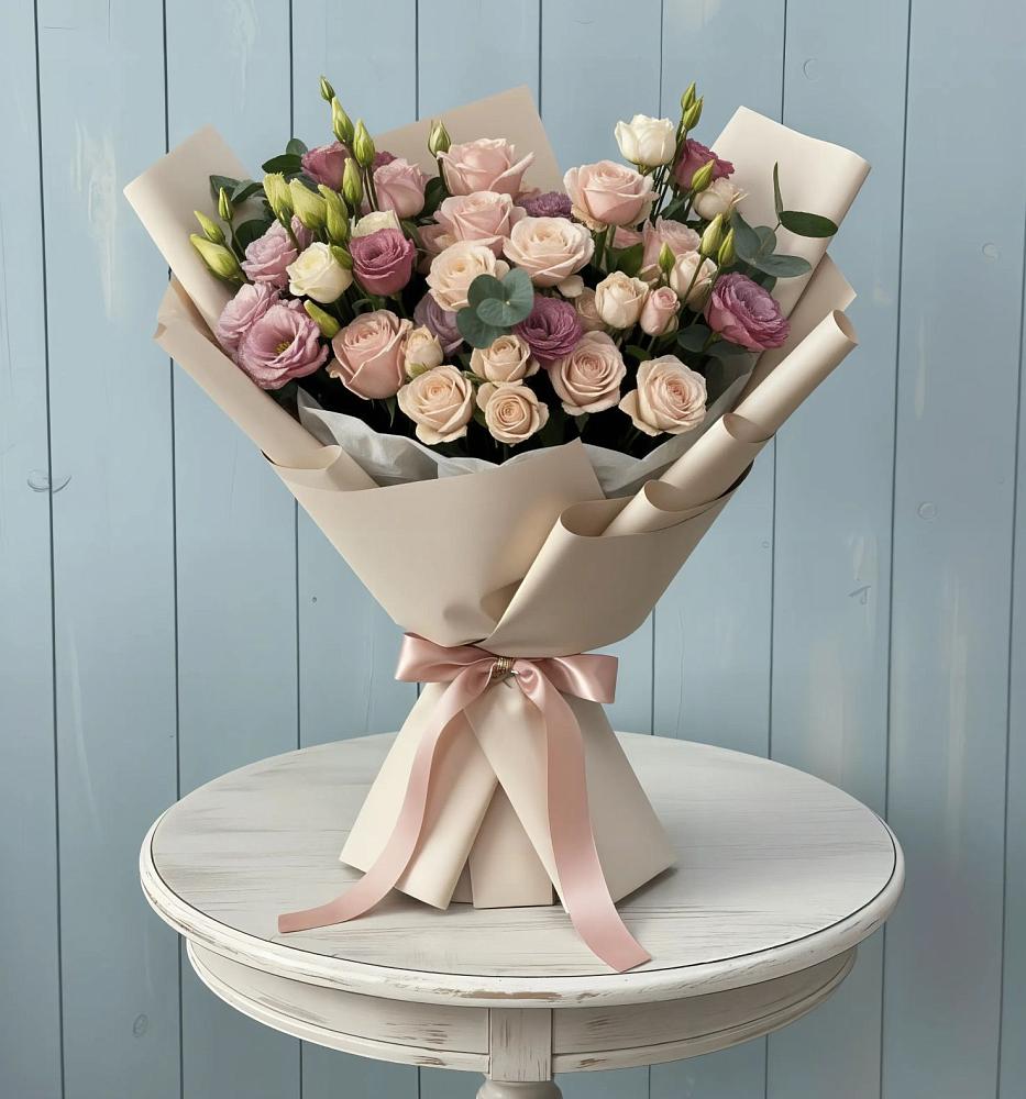 Букет цветов из: Розы и Лизиантусы в Бабаюрте