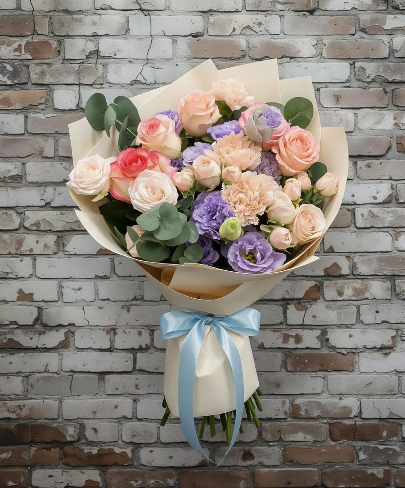 Букет цветов из: Розы, Лизиантусы и Гвоздики в Бабаюрте