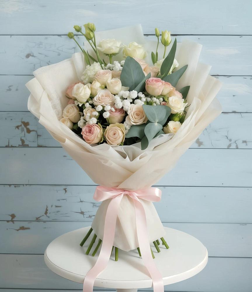 Букет цветов из: Розы и Лизиантусы в Бабаюрте