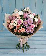 Букет цветов из:  Хризантемы, Розы и Альстромерии в Бабаюрте