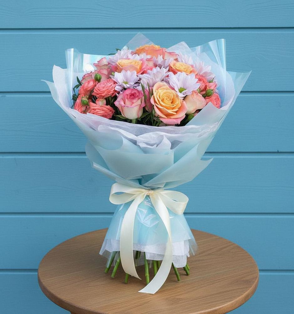 Букет цветов из: Хризантемы и Розы в Бабаюрте