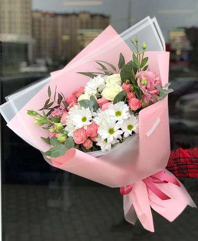 Букет цветов из: Розы, Лизиантусы и Хризантемы в Бабаюрте